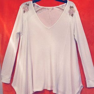 Embroidered  Cotton Pullover Tunic Sweater